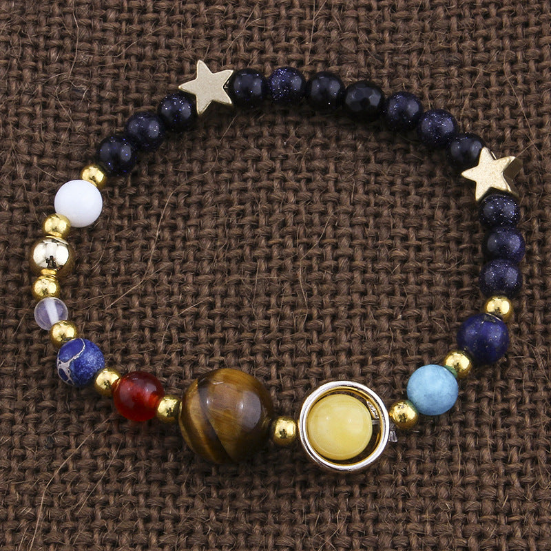 Universe Galaxy Eight Planets Natural Stone Bracelet