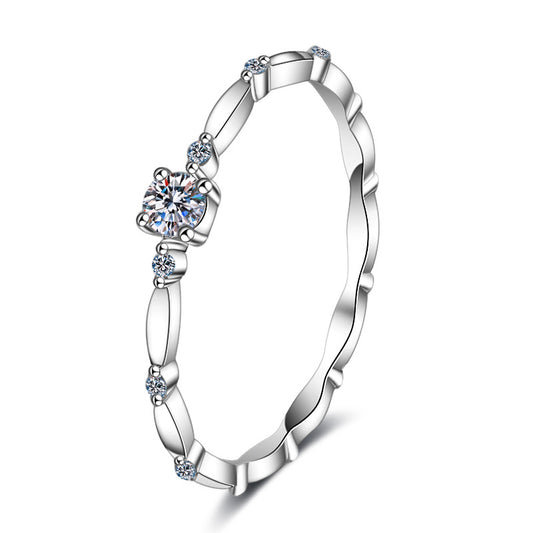 Moissanite Wedding Ring Sterling Silver