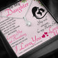 To-my-daughter 18K White Gold Plated Ribbon Love Necklace