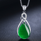 925 Silver Clavicle Necklace Female Green Chalcedony Fashion Agate Emerald Pendant