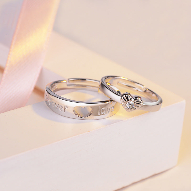 Heart-To-Heart And Lively Letter Couple Ring