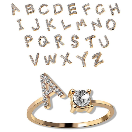 Adjustable Rings With Initial 