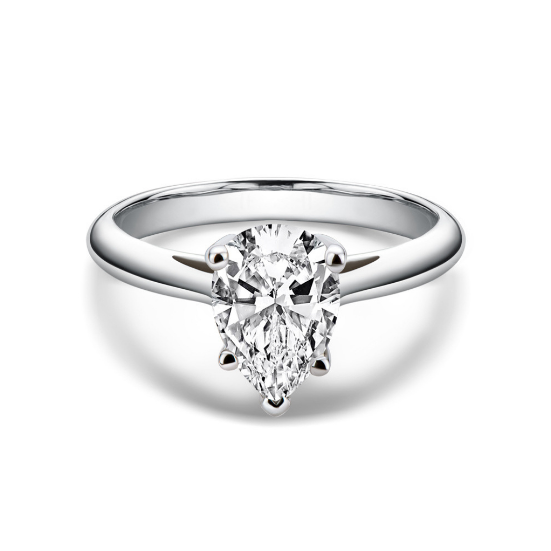 2 Carat Moissanite Ring Drop Shape Stone