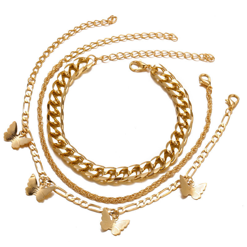3 Piece Chain and Butterfly Bracelet Set
