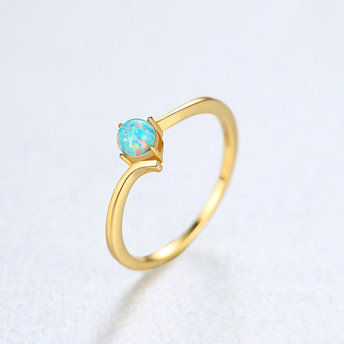 Women's Sterling Silver Ring Korean Version Inlaid Silver Australian Gemstones