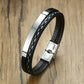 Glossy Stainless Steel Custom Leather Bracelets