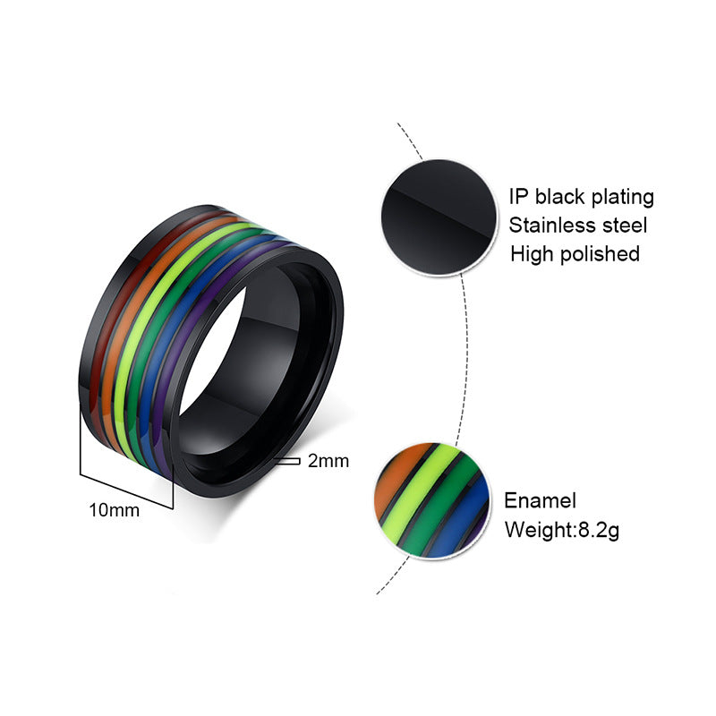 Rainbow Pride Love Promise Stainless Steel Men's Ring