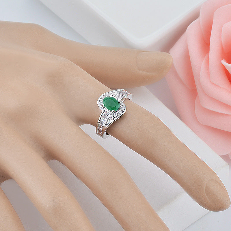 Green Gemstone Ring Zirconia AAA Grade
