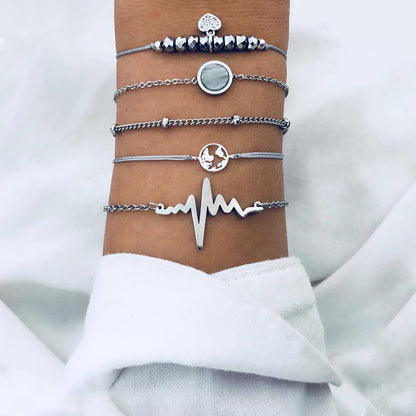5 Piece Heartbeat Bracelet Set