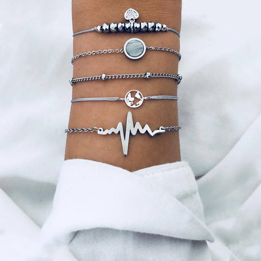 5 Piece Heartbeat Bracelet Set