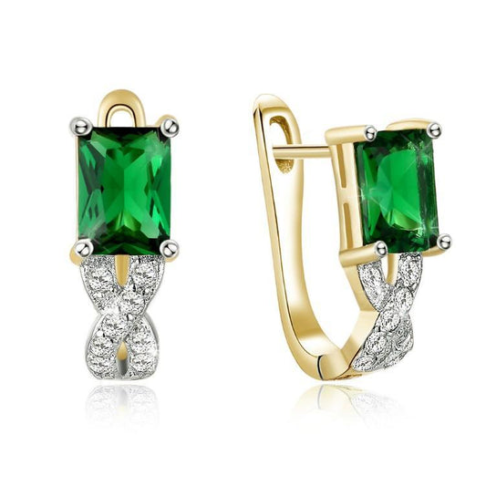 Simulated Emerald Twisted Leverback Earrings ITALY Made