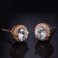 Rose Plated 4 Pack Set: Circle & Square Halo Stud Earrings