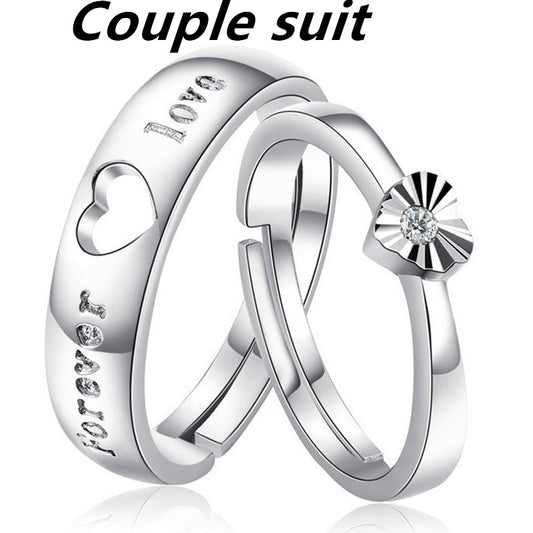 Heart-To-Heart And Lively Letter Couple Ring