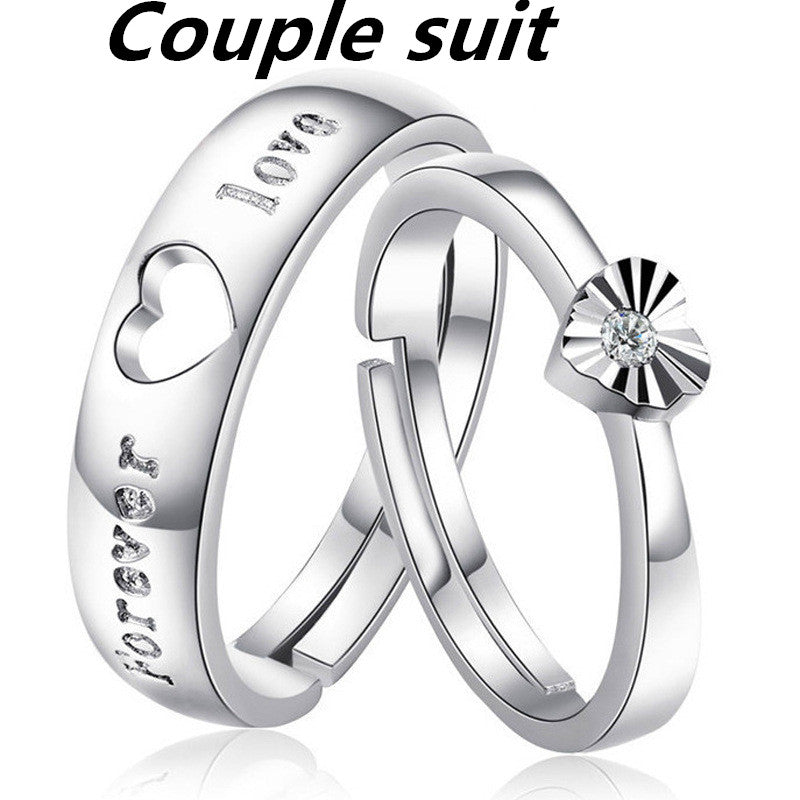 Heart-To-Heart And Lively Letter Couple Ring