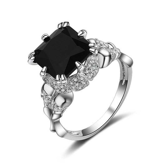 Sterling Silver Zircon Ring Black