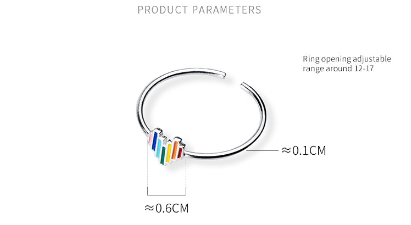 Rainbow Love Sterling Silver Jewelry Ring with size