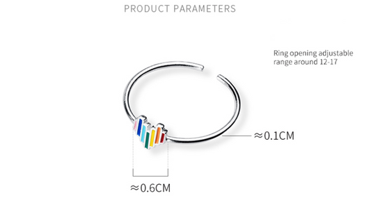 Rainbow Love Sterling Silver Jewelry Ring with size