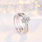 Adjustable Four-Leaf Clove white gold Ring silver