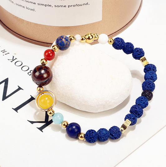 Universe Galaxy Eight Planets Natural Stone Bracelet