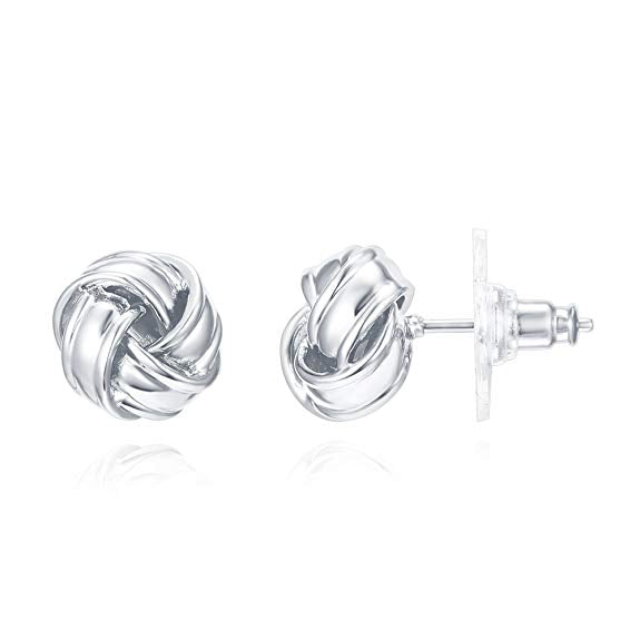 Twist Stud Earrings - White Gold Filled