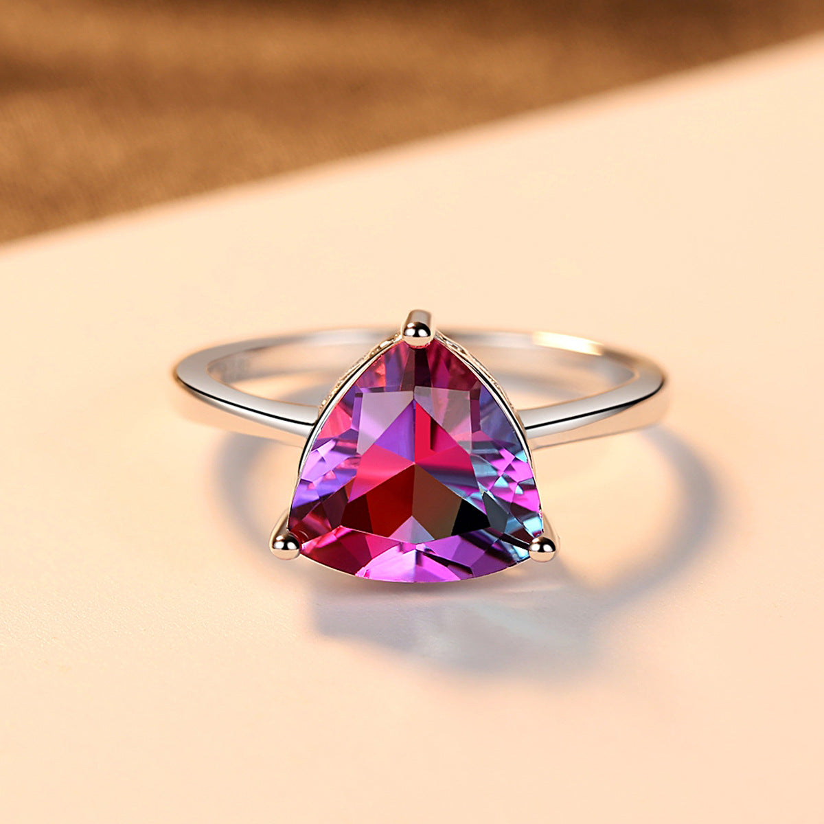 Rainbow Glow Stone Weeding S925 Ring