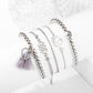 5 Piece Gray Tassell Bracelet Set