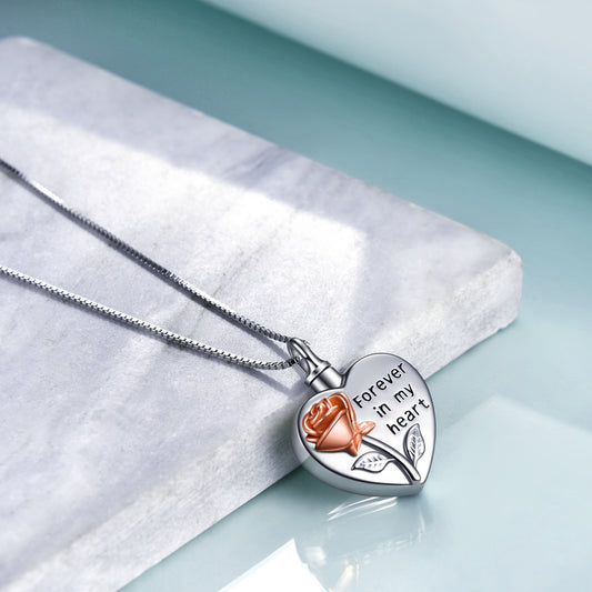 Sterling silver necklace cremation jewelry rose 