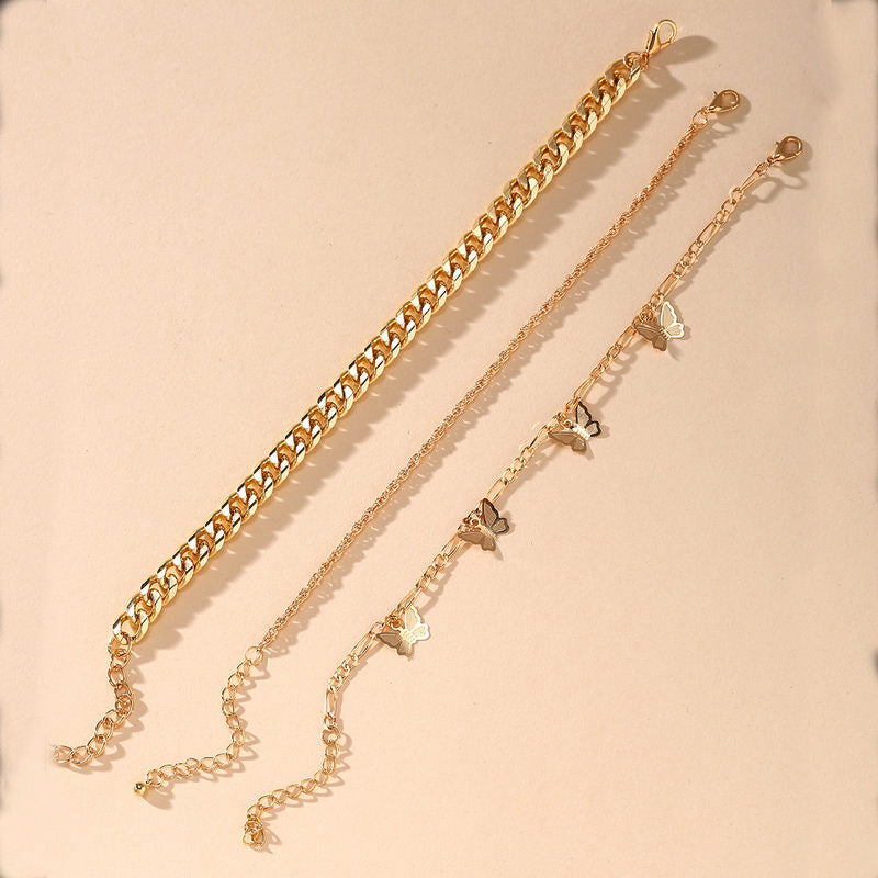 3 Piece Chain and Butterfly Bracelet Set