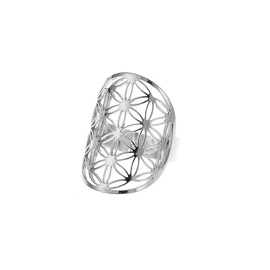 Flower Of Life Stainless Steel Ring Jewelry silver