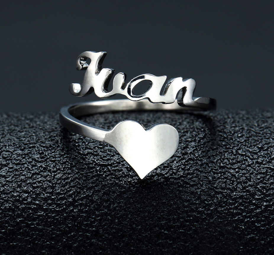 Personalized Solid Stainless Steel Rings Silver