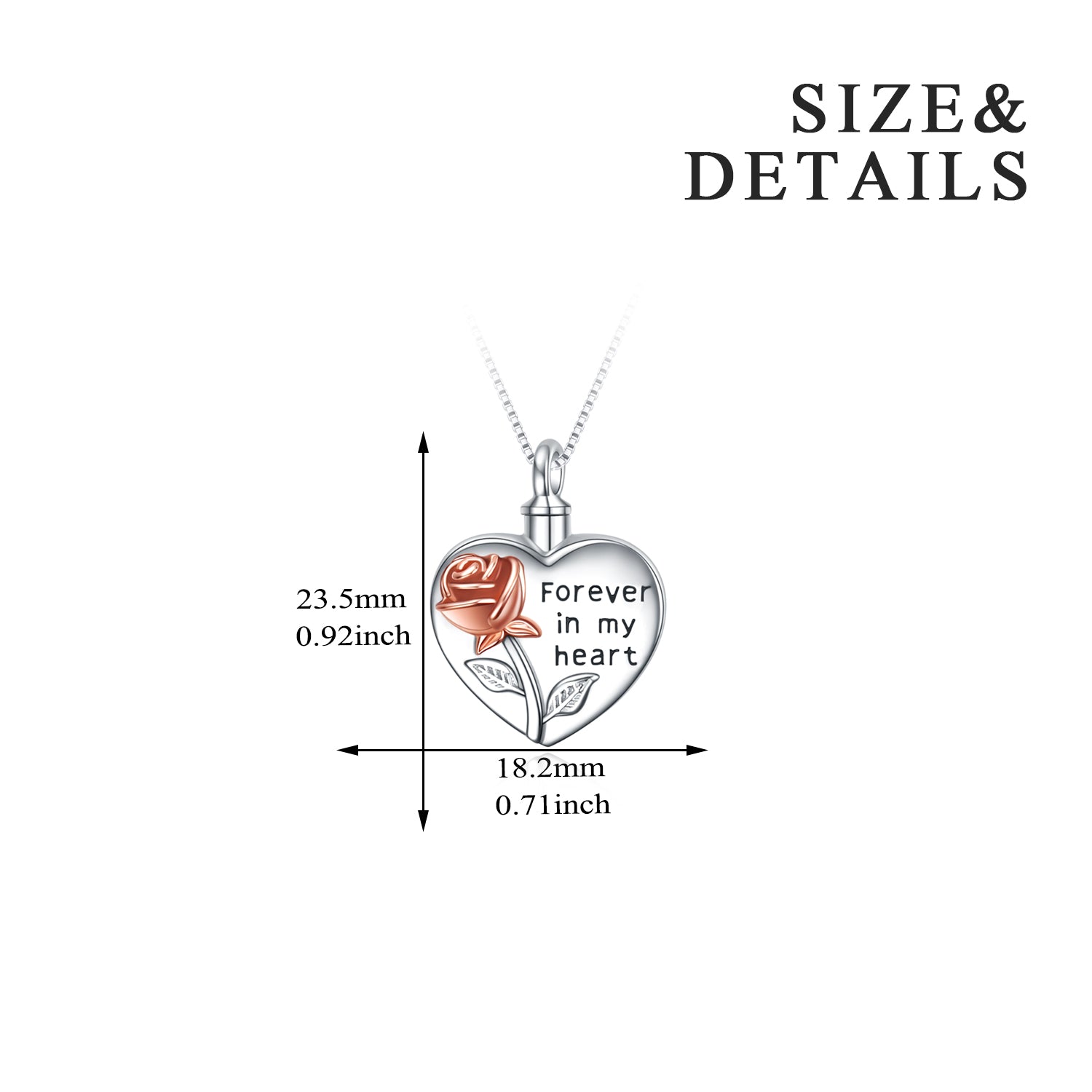 Sterling silver necklace cremation jewelry size