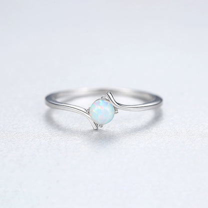 Women's Sterling Silver Ring Korean Version Inlaid Silver Australian Gemstones