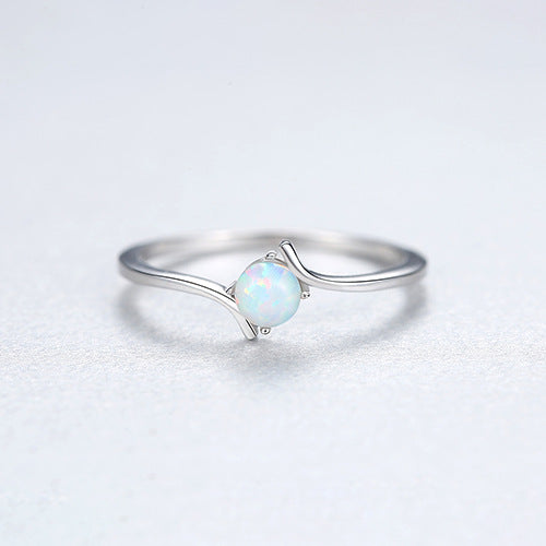 Women's Sterling Silver Ring Korean Version Inlaid Silver Australian Gemstones
