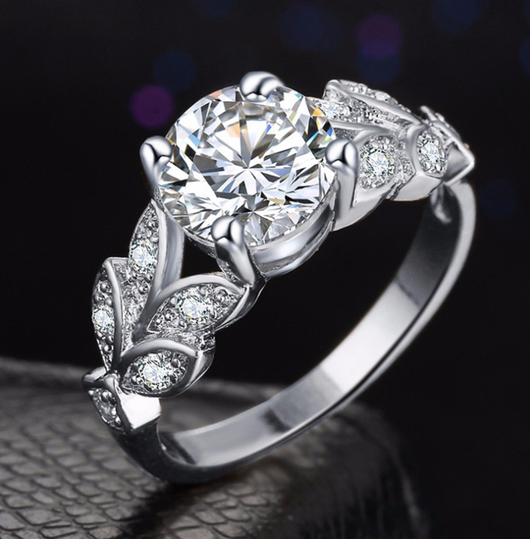 Zircon Engagement Ring Inlaid Zircon silver