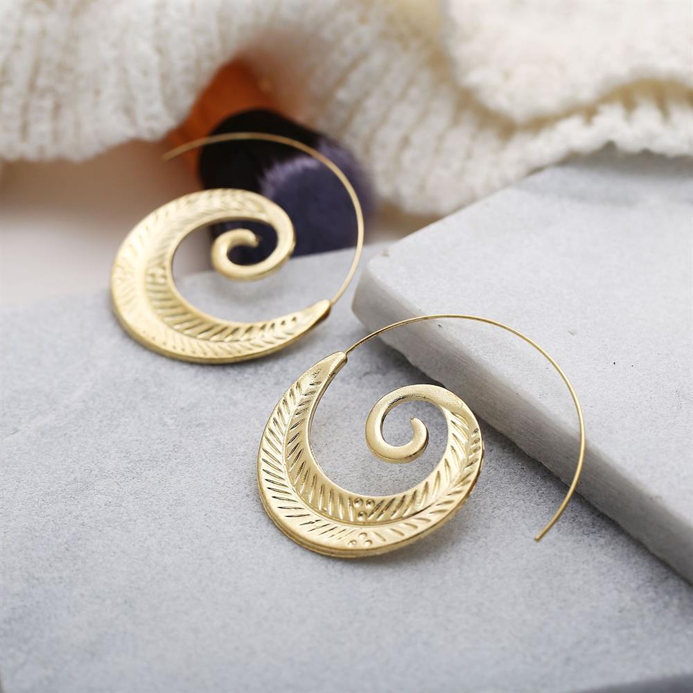 18K Gold Plated Spin Spiral Earrings