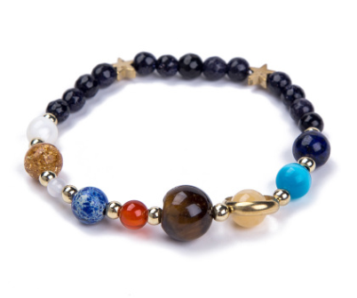 Universe Galaxy Eight Planets Natural Stone Bracelet