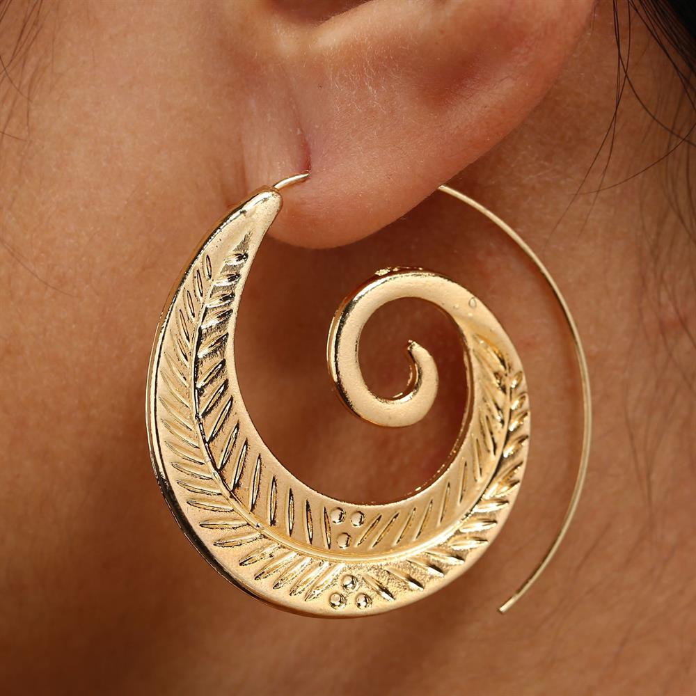 18K Gold Plated Spin Spiral Earrings