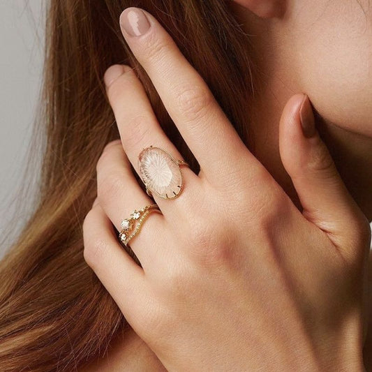 Large Sterling Silver Oval Ring Transparent