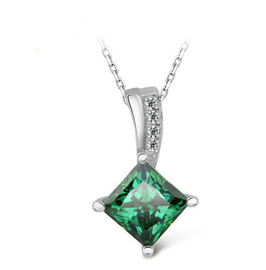 Sterling Silver Necklace Female Clavicle Chain Grandmother Green Jewelry Fashion Accessories Wholesale
