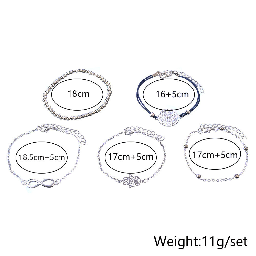5 Piece Hamsa Infinity Bracelet Set