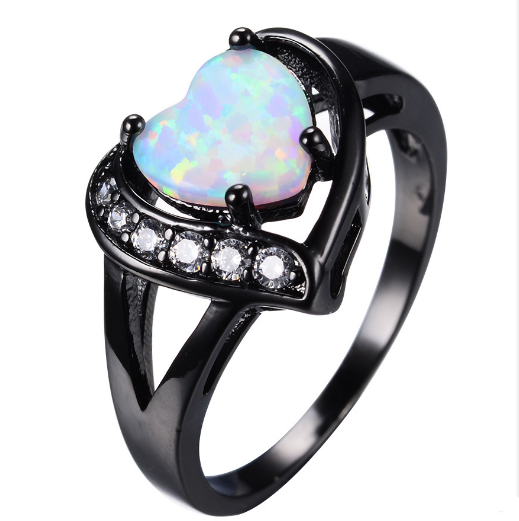 Black Gold Zircon Engagement Rings white