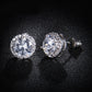 Round Sapphire Blue Red Stud Earrings AAA Zircon Inlaid Jewelry