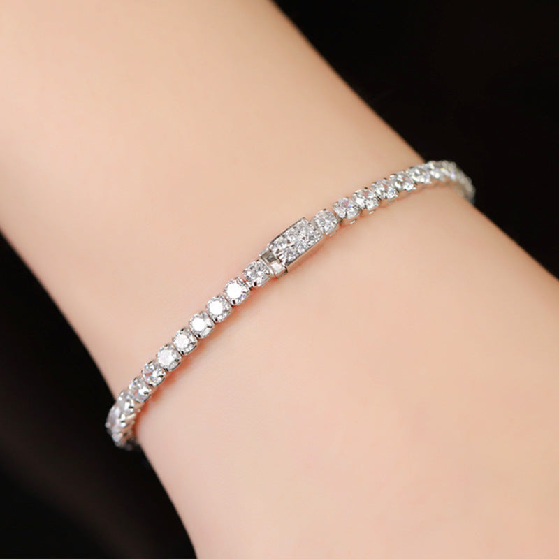 Women's Sterling Silver Zircon Hip Hop Jewelry Bracelet