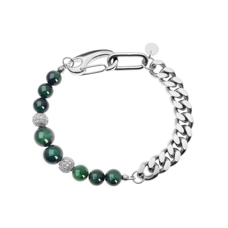 Adjustable Obsidian Cuban Chain Link Bracelet