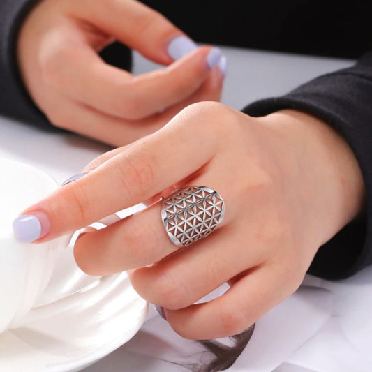 Flower Of Life Stainless Steel Ring Jewelry