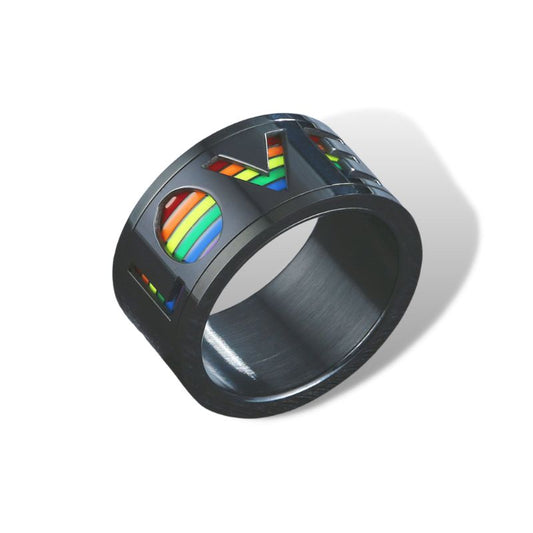 Rainbow Pride Love Promise Stainless Steel Men's Ring