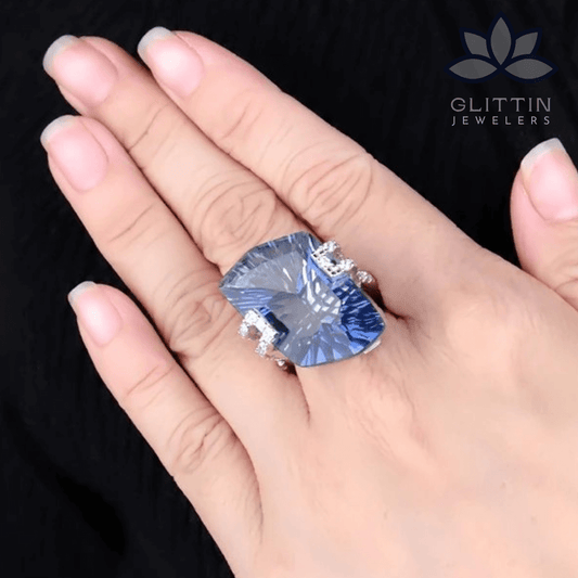 Sterling Silver Inlaid Special-shaped Natural Color Treasure Ring