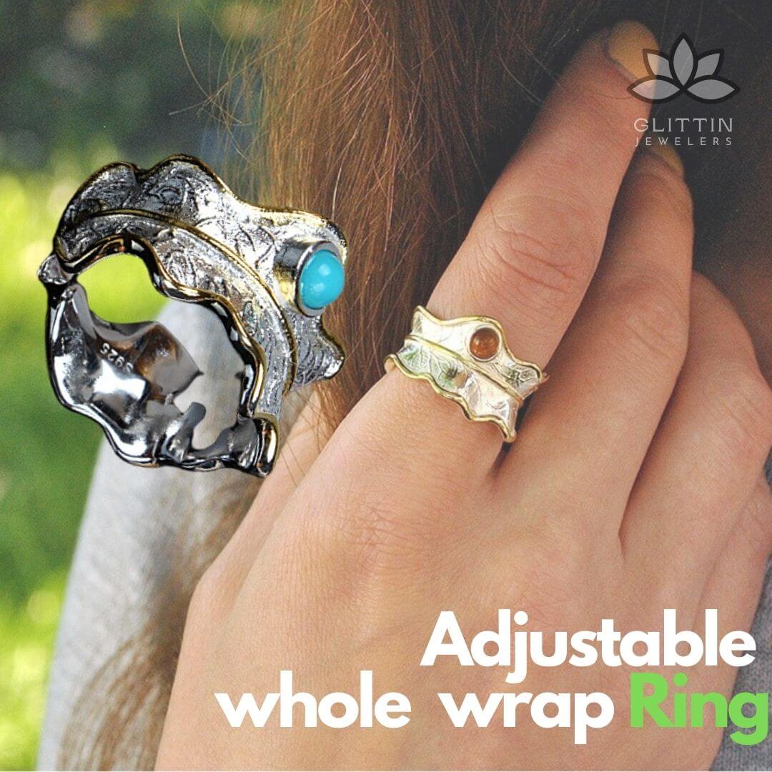 Unisex Exaggerated Whole Wrap Gem Finger Ring
