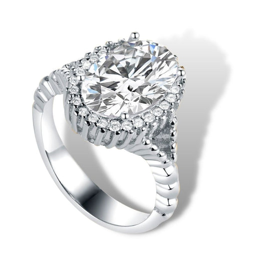Inlaid Oval White Zircon Rings