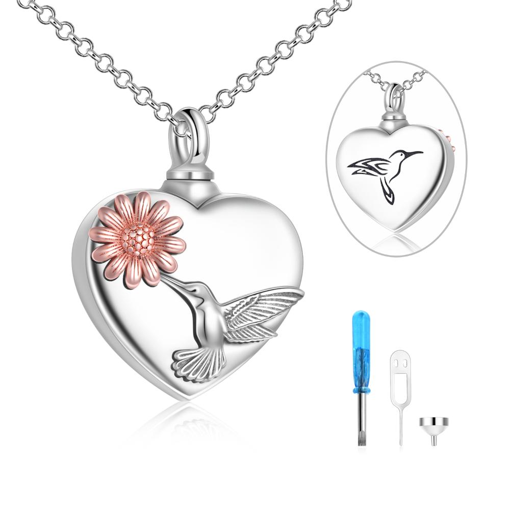 Hummingbirds keepsake cremation urn necklace